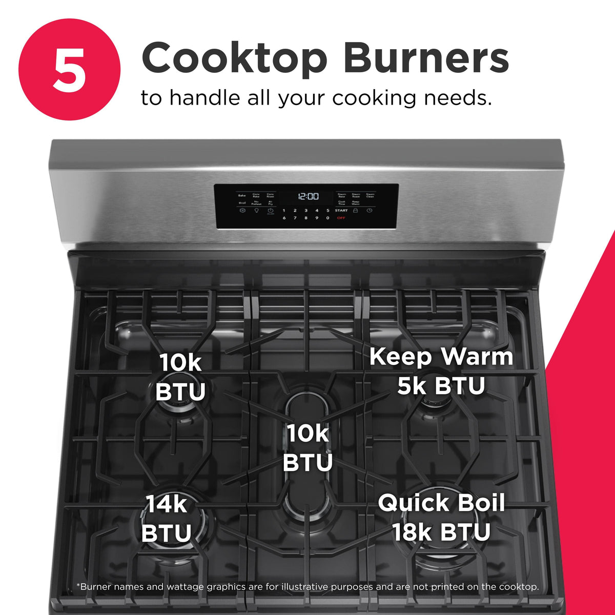 Frigidaire - 30" Rear Control Gas Range with Air Fry - Stainless Steel