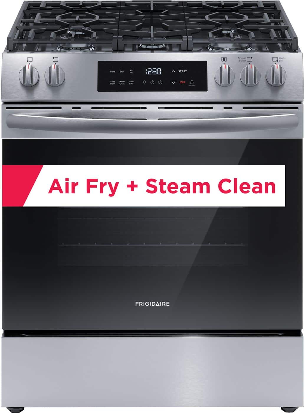 Frigidaire - 30 in. Wide 5 burners 5.1 Cu ft. Slide In Gas Range with Air Fry and 18K BTU Burner - Stainless Steel