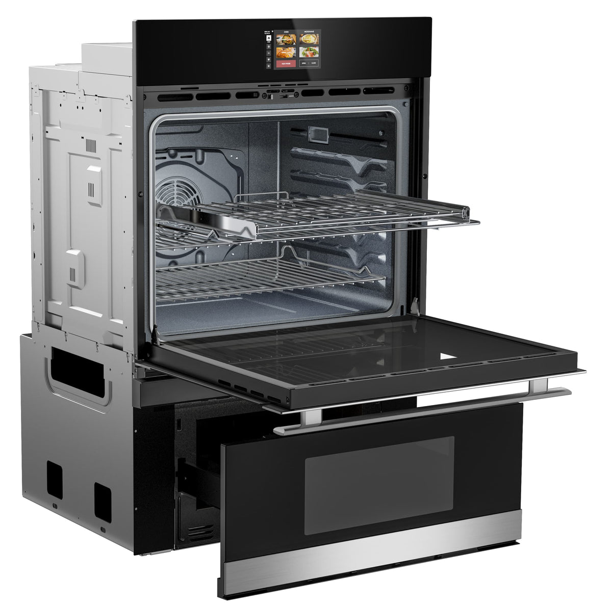 Sharp - 30 In Smart Convection Wall Oven and Microwave Drawer Combination for Single Cutout with Alexa Compatibility (SWB3085HS) - Stainless Steel