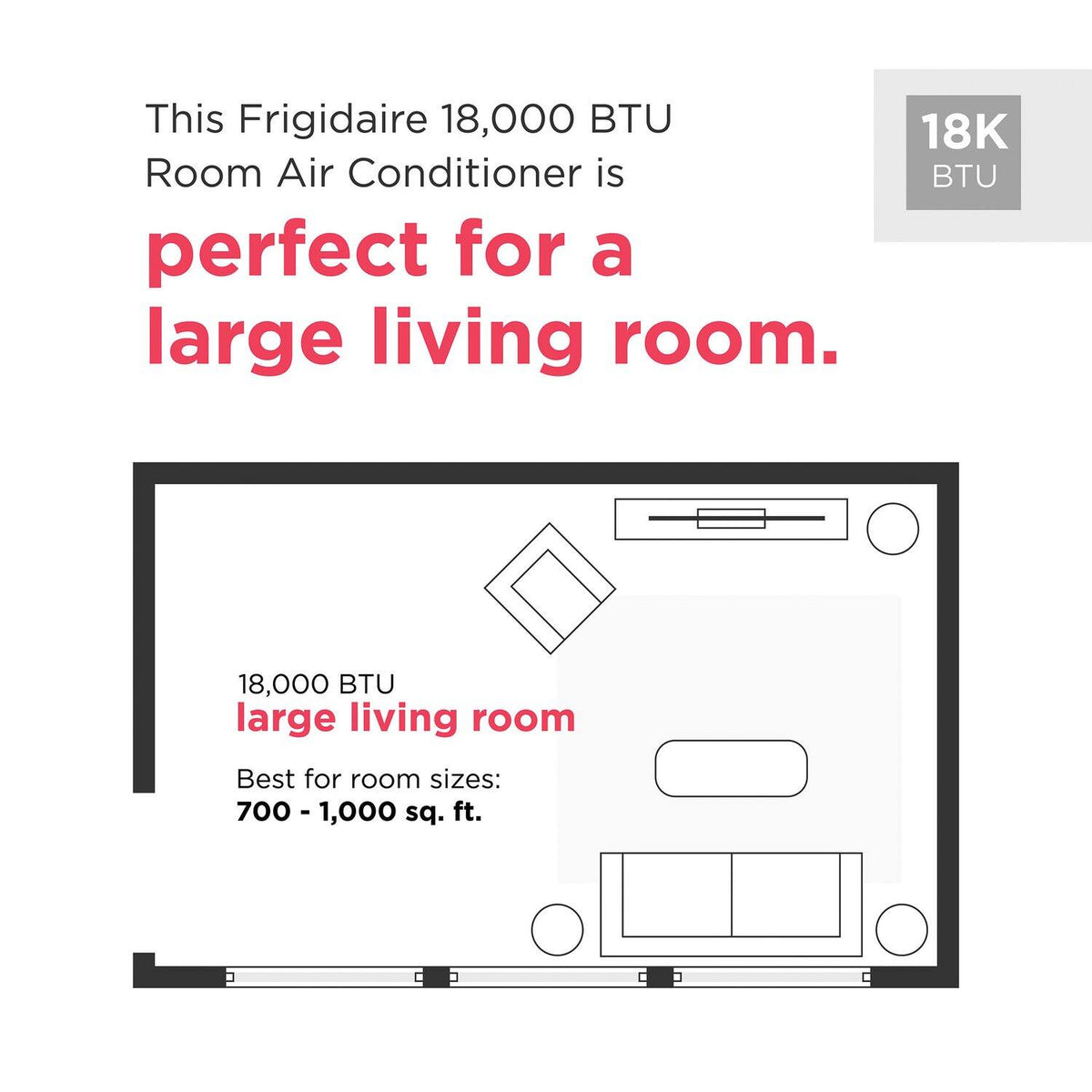 Frigidaire - 115V 18,000 BTU 1,000 Sq Ft Smart Window Air Conditioner with 16,000 BTU Supplemental Heat Function - White