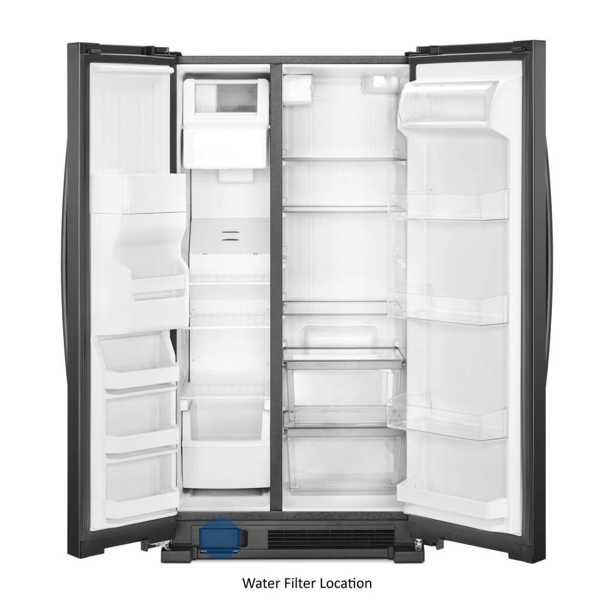 Whirlpool - 33 in. Wide 21 cu. ft. Side-by-Side Refrigerator with LED Interior Lighting - Black