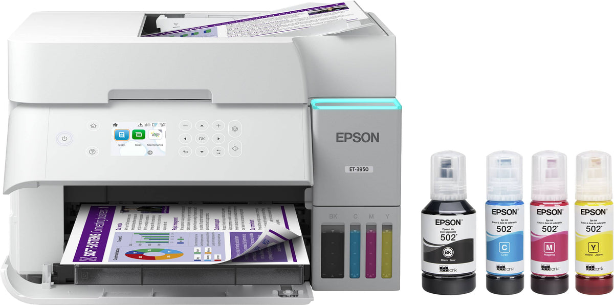 Epson - EcoTank ET-3950 Wireless All-in-One Color Supertank Inkjet Printer - White