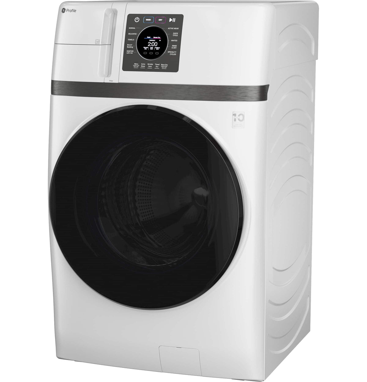 GE Profile - UltraFast 4.6 Cu. Ft. High-Efficiency Smart Front Load Washer and Electric Dryer Combo with Steam and Ventless Heat Pump - White