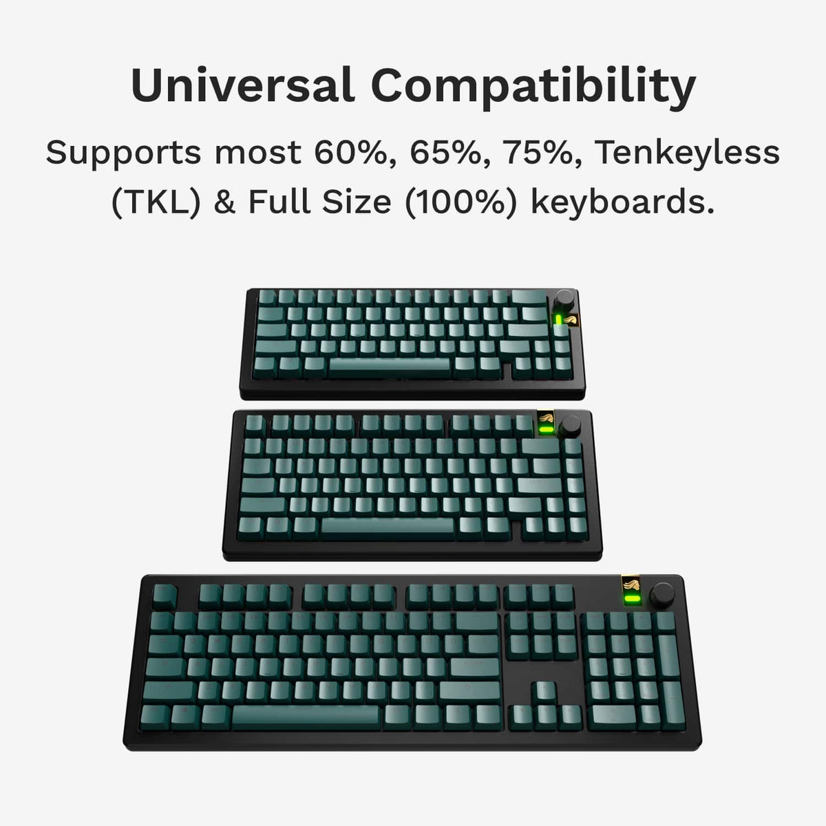 Glorious - GPBT Basics Universal Keycap Set Compatible with Most 100% 85% 80% TKL 60% Compact 75% Mechanical Keyboards - Totem Green