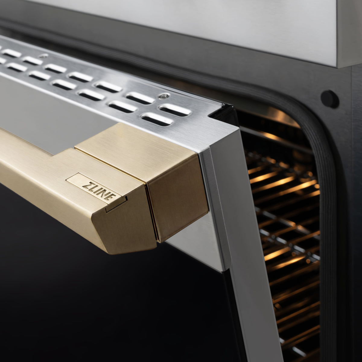 ZLINE - Autograph 48 in. 6.7 cu. ft. Marino Freestanding DuoPro Gas Range with Convection Oven & Champagne Bronze Accents - Stainless Steel