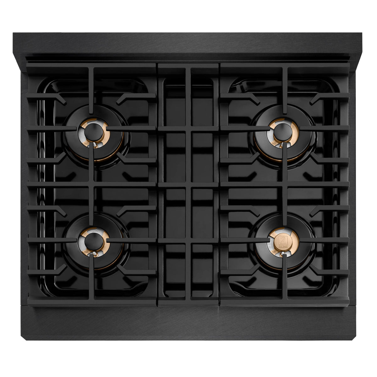 30 in. Wide 4 Burner ZLINE Autograph 4.2 cu. ft. Freestanding Paramount DuoPro Dual Fuel Range with and Gold Accents - Black Satin Stainless Steel