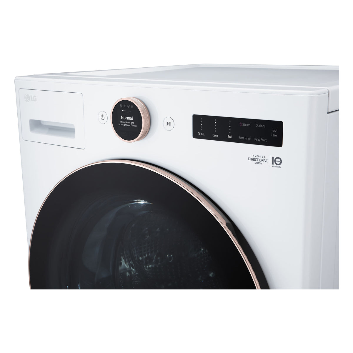 LG - 5.0 Cu. Ft. High-Efficiency Stackable Smart Front Load Washer with Steam and TurboWash 360 - White