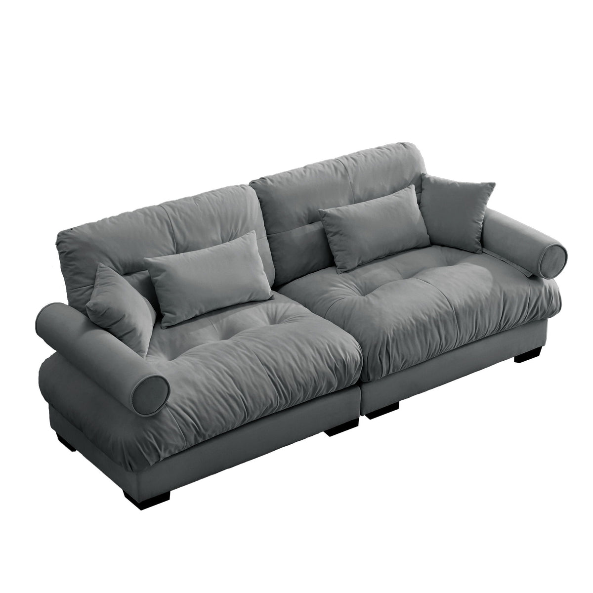 Modern Oversize Sofa With Cloud Like Comfort, Featuring Waist And Throw Pillows