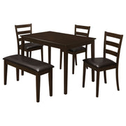 Arvin - 5 Piece Dining Set With Rectangular Table And Bench With Seats - Cappuccino