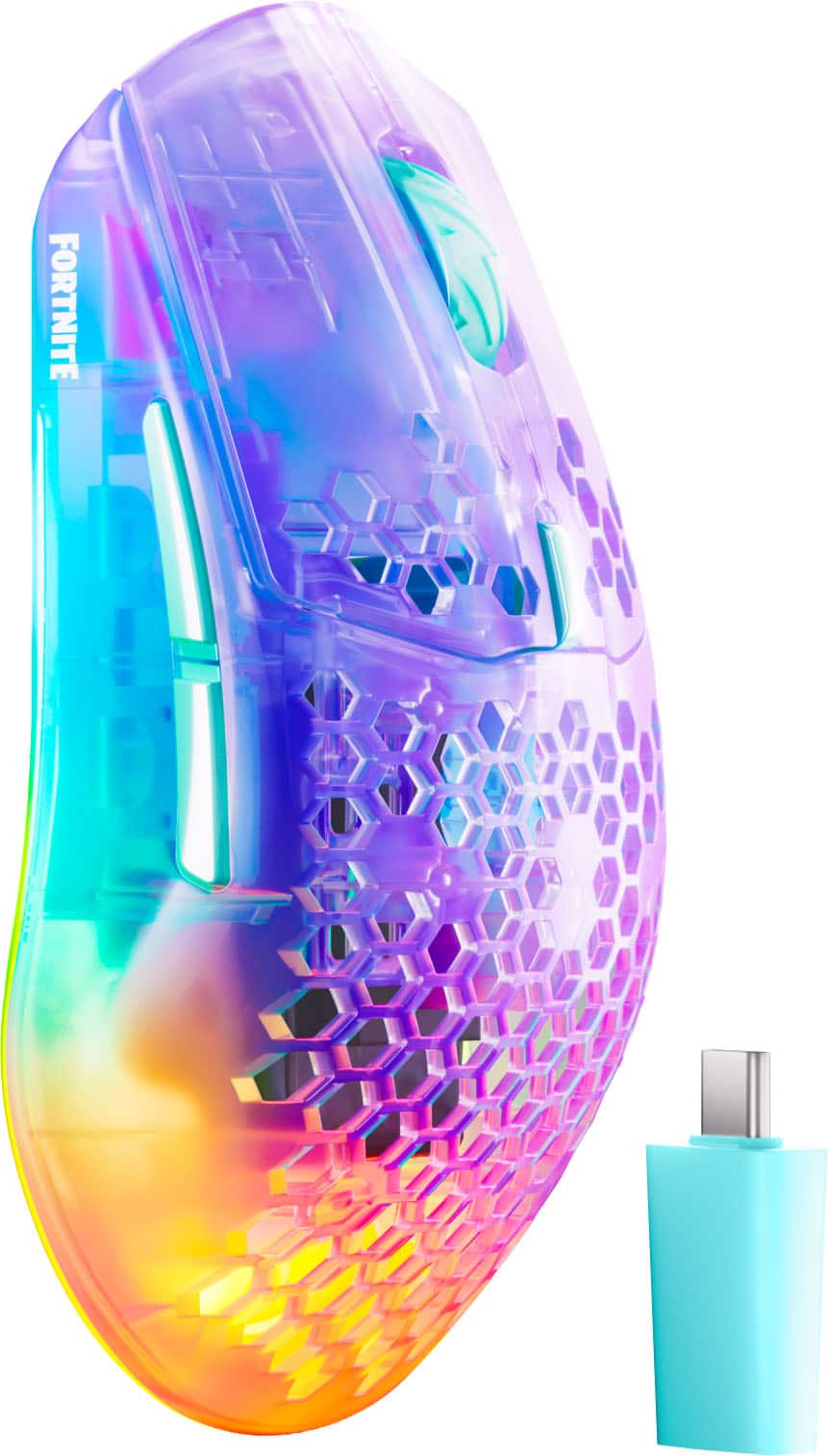 SteelSeries - Aerox 3 Wireless Gen 2 RGB 26K Optical Gaming Mouse with AquaBarrier Protection - Dual 2.4GHz/Bluetooth for PC/Mac - Wireless - Fortnite Storm Edition Multicolor