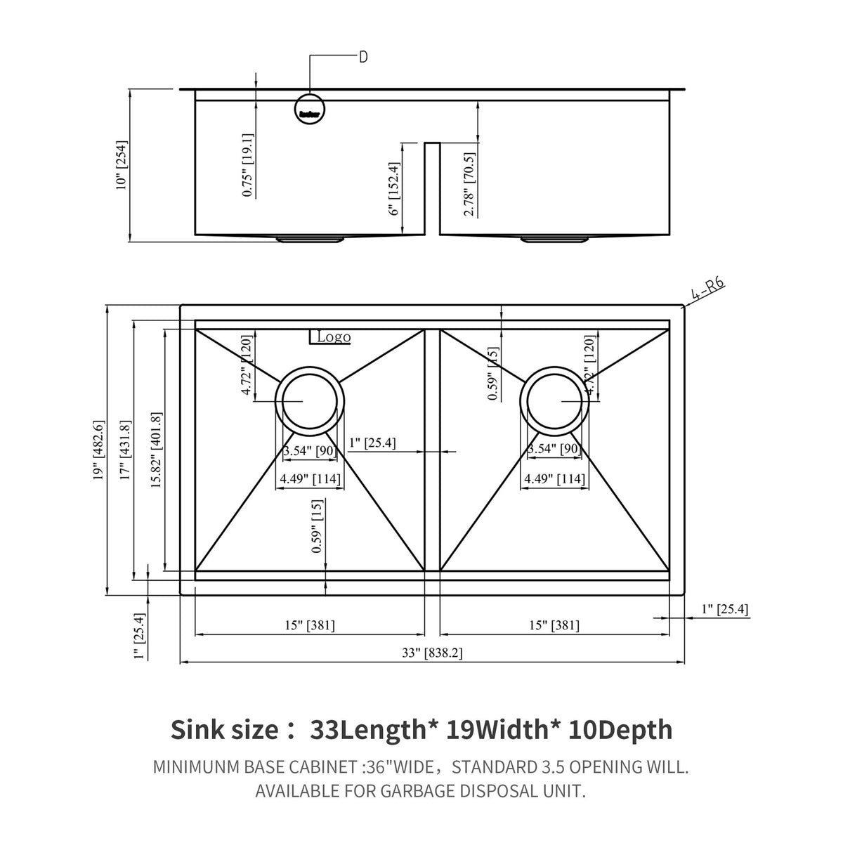 Stainless Steel Undermount Kitchen Sink With Double Bowl