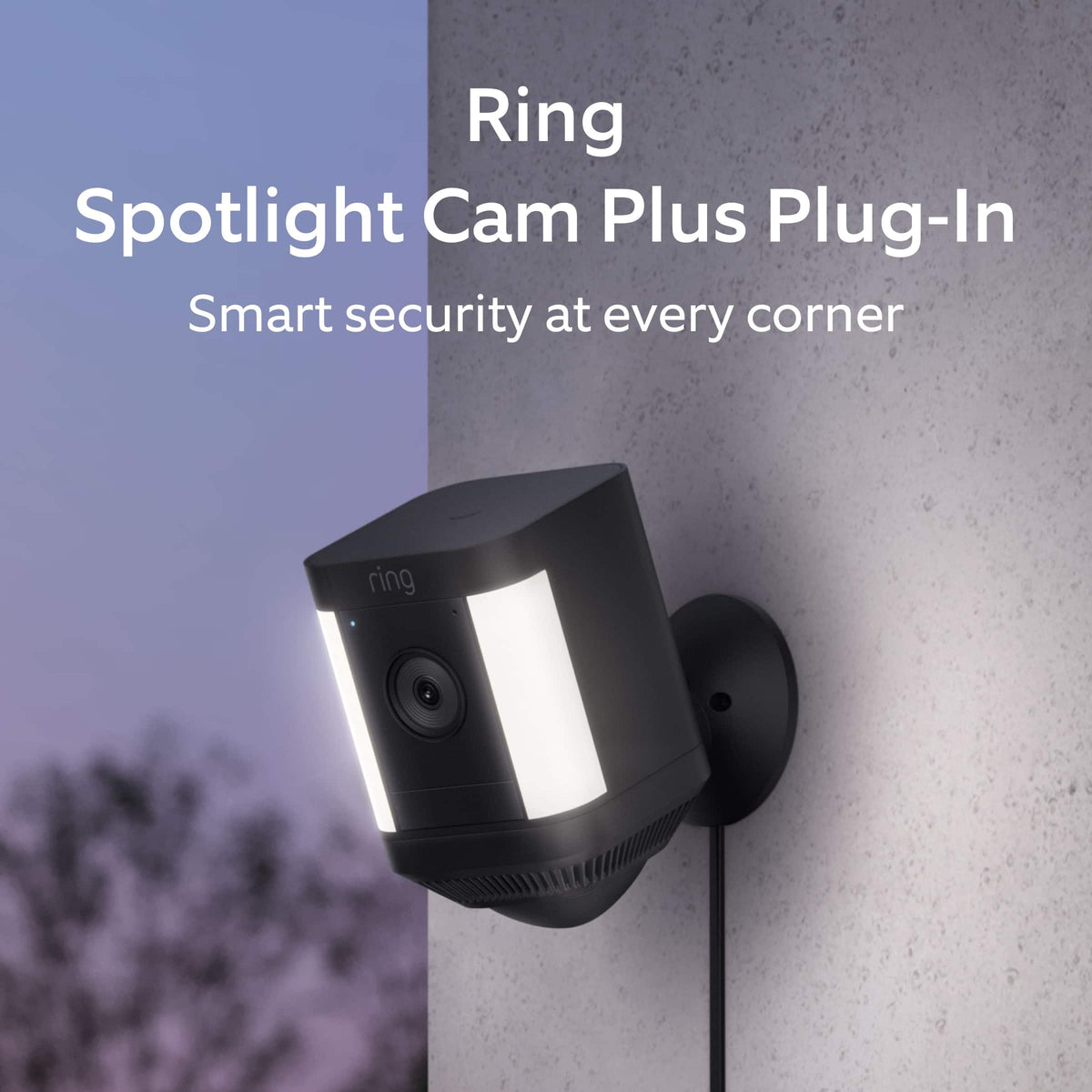Ring - Spotlight Cam Plus Outdoor/Indoor 1080p Plug-In Surveillance Camera - Black