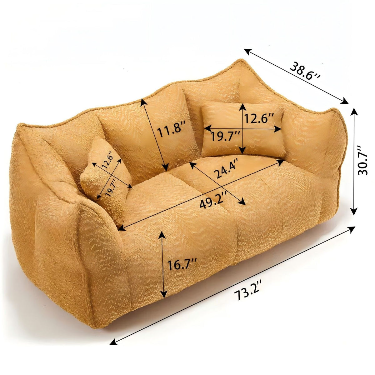 Comfortable Dual Beanbag Chair With High Resilience Foam Core For 2 People