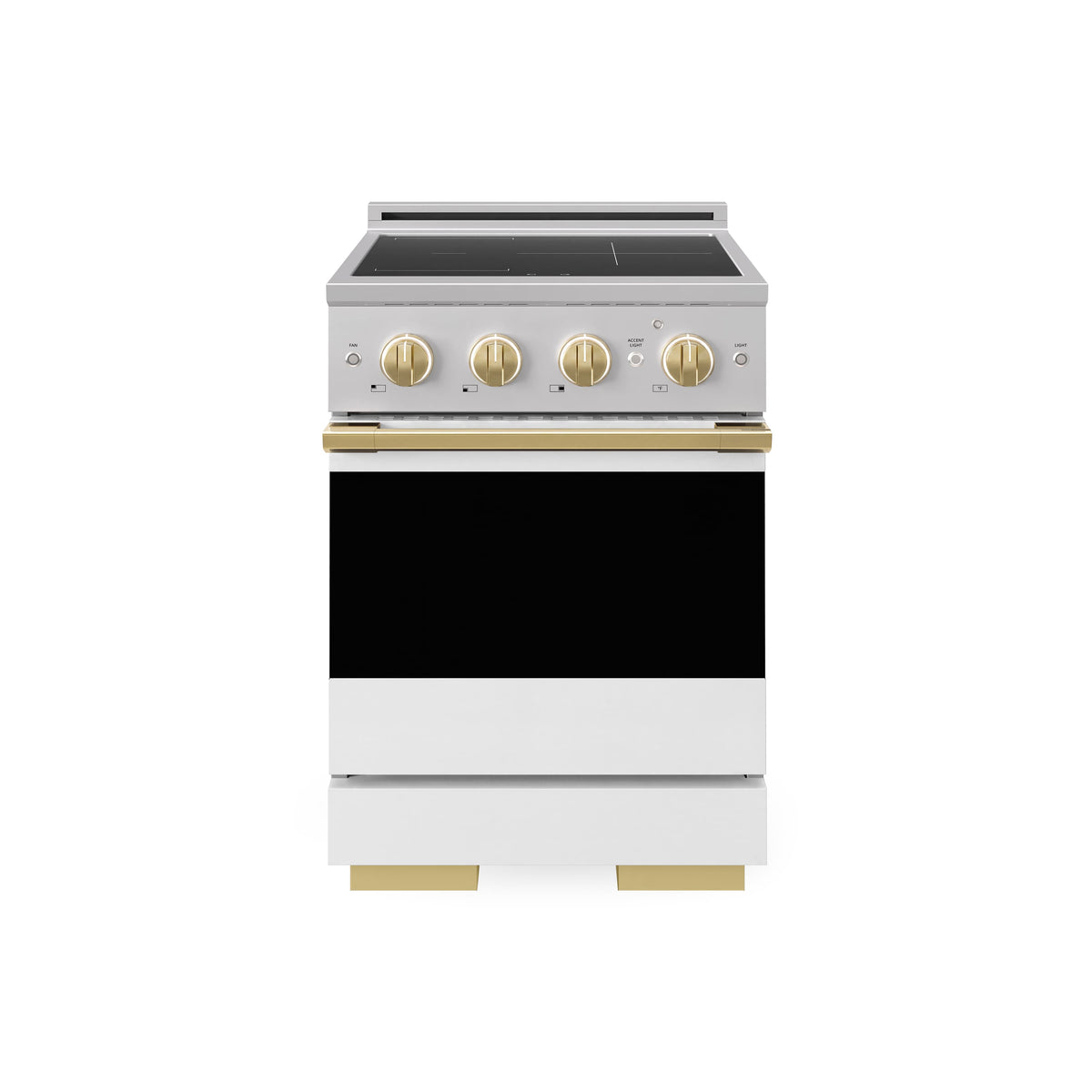 ZLINE - Autograph 24 in. 3.2 cu. ft. Marino Freestanding Induction Range with 3 Burners and Gold Accents with White Door - White Matte