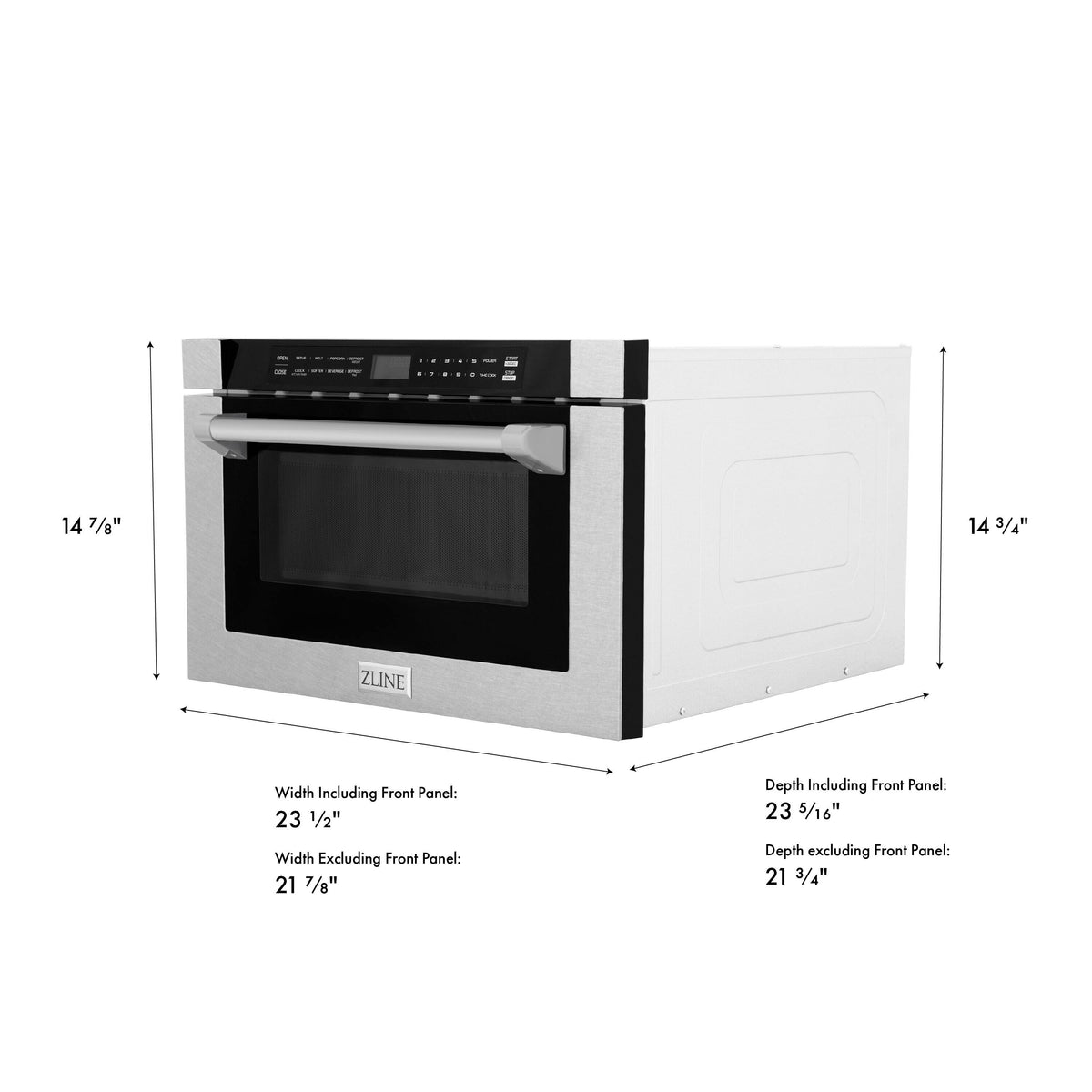 ZLINE - 24 in. 1.2 cu. ft. Built-in Microwave Drawer with Sensor Cooking and Traditional Handle - Satin Stainless Steel