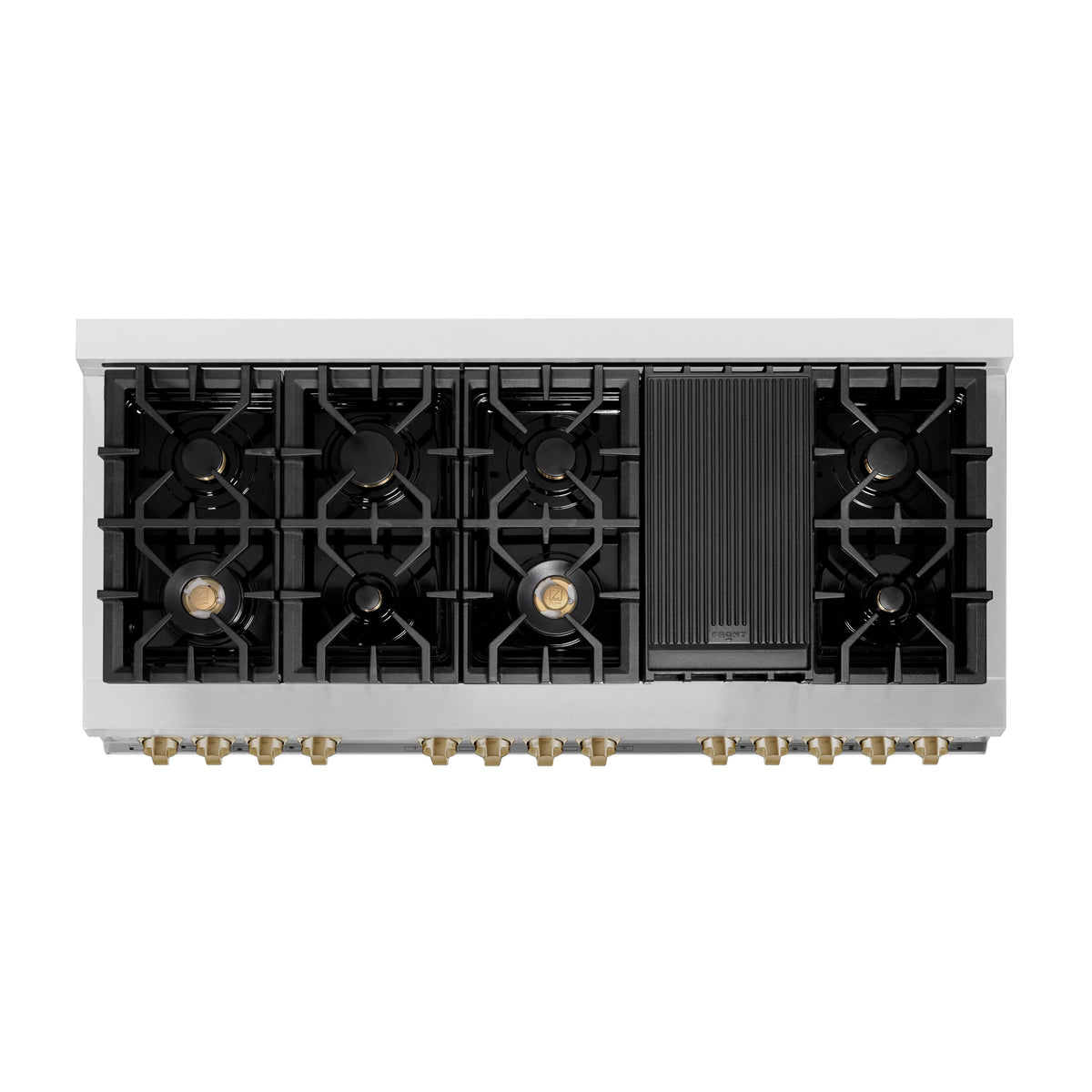 ZLINE - 60 in. Wide 8 Burner Autograph Legacy Dual Fuel Range & White & Bronze Accents (RAZ-WM-60-CB) - Multicolor