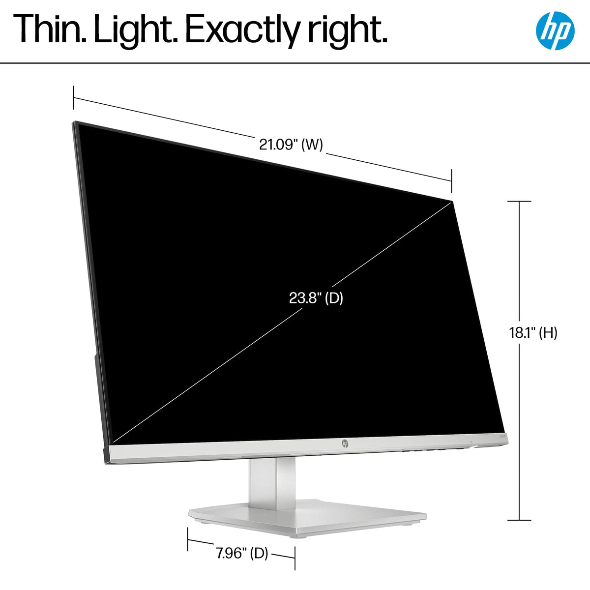 HP - 23.8" IPS LED FHD 100Hz Monitor with Adjustable Height (HDMI, VGA) - Silver & Black
