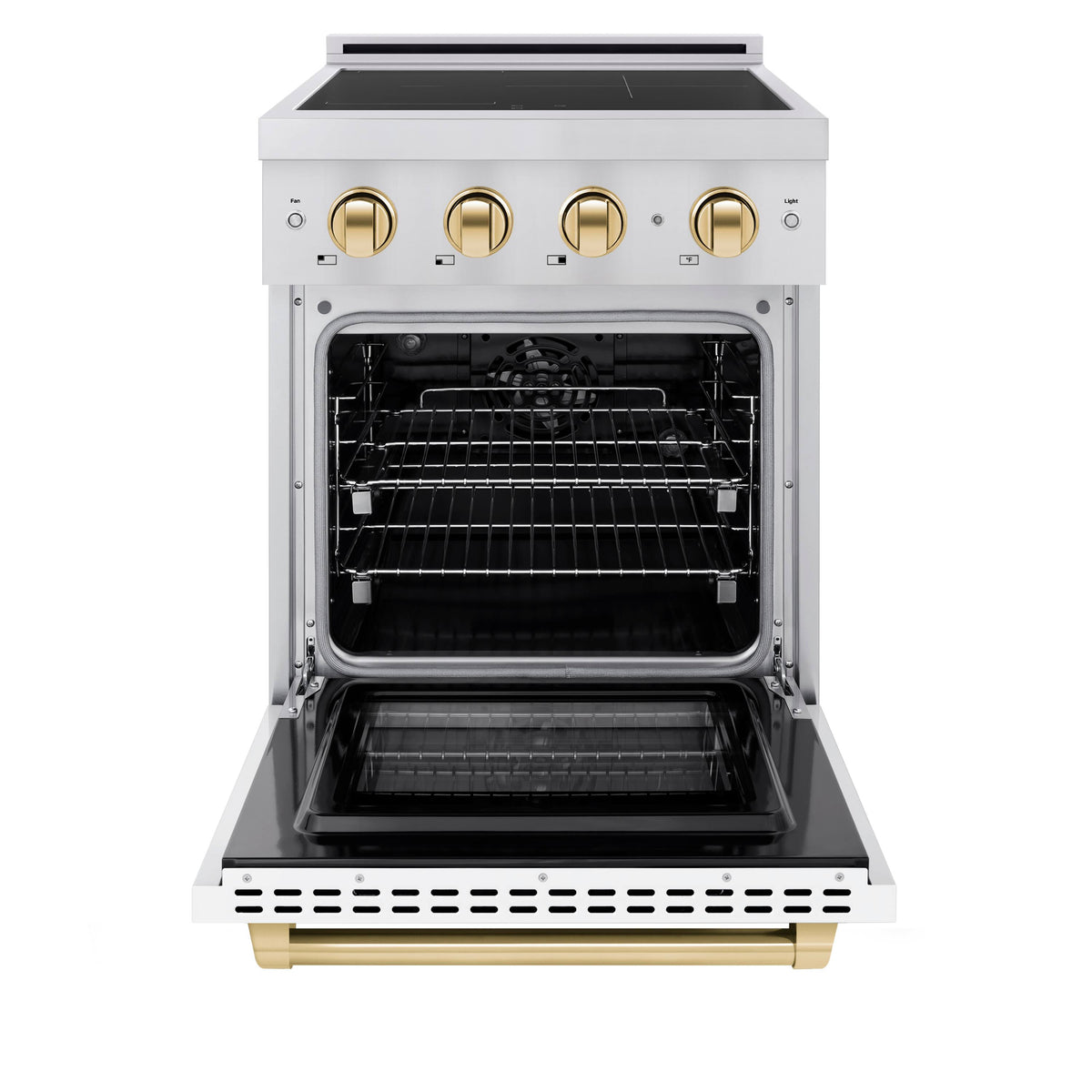 ZLINE - 24 in. Wide 3 Elements Autograph 3.2 cu. ft. Paramount Freestanding Induction Range with Gold Accents with White Door - White Matte