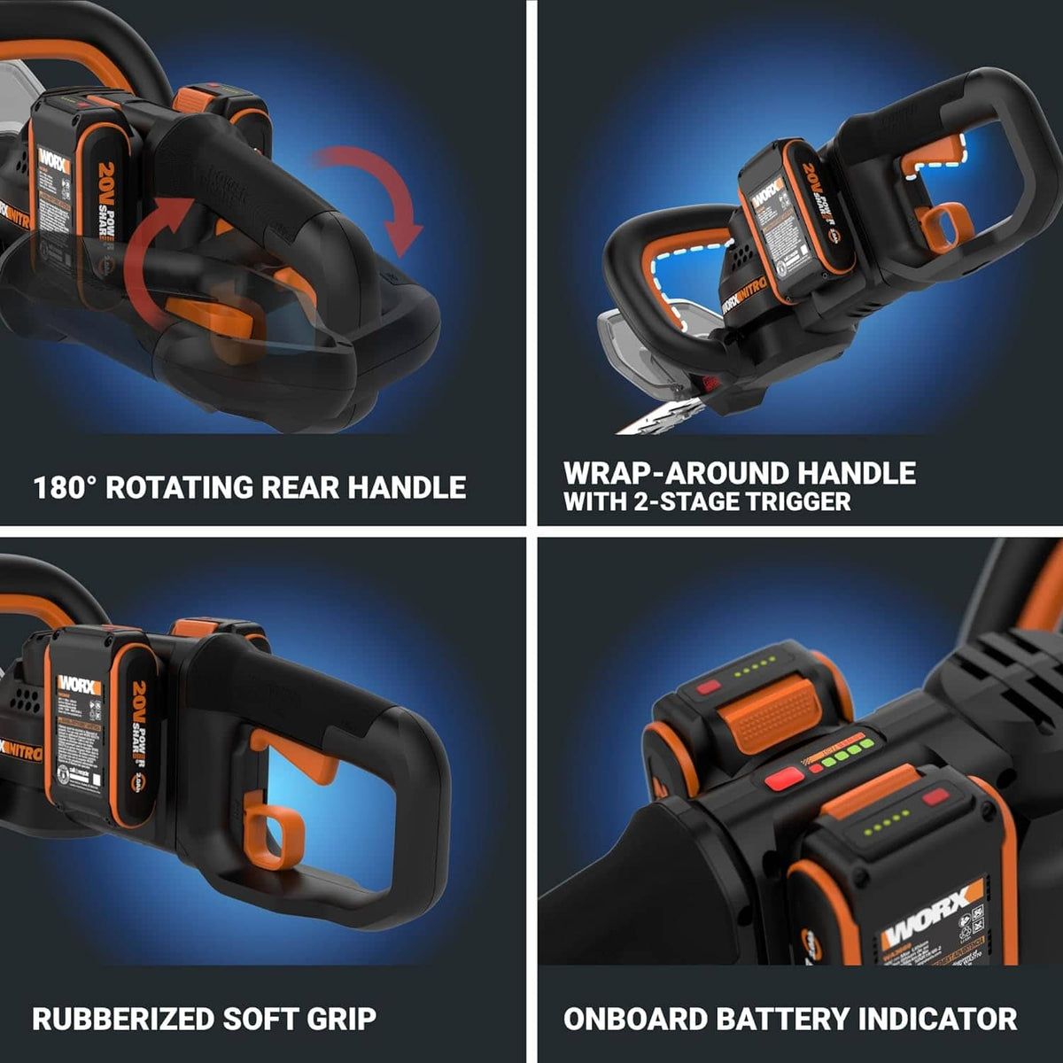 WORX - 40V 24" Cordless Hedge Trimmer (2 x 2.0 Ah Batteries & 1 x Charger) - Black