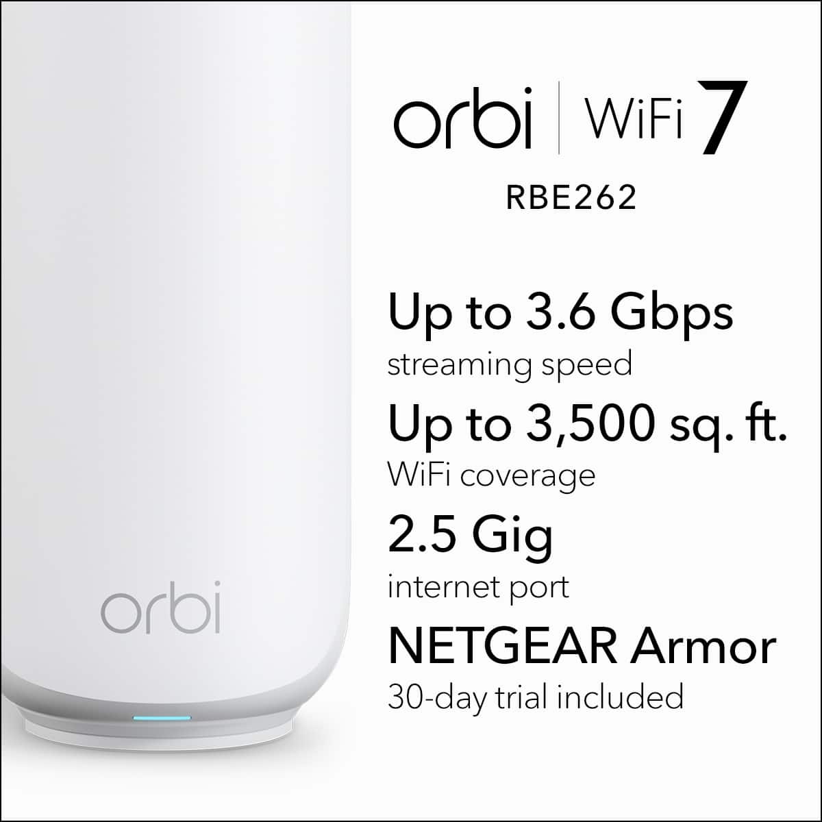 NETGEAR - Orbi 260 Series BE3600 Dual-Band Mesh Wi-Fi 7 System (2-pack) - White