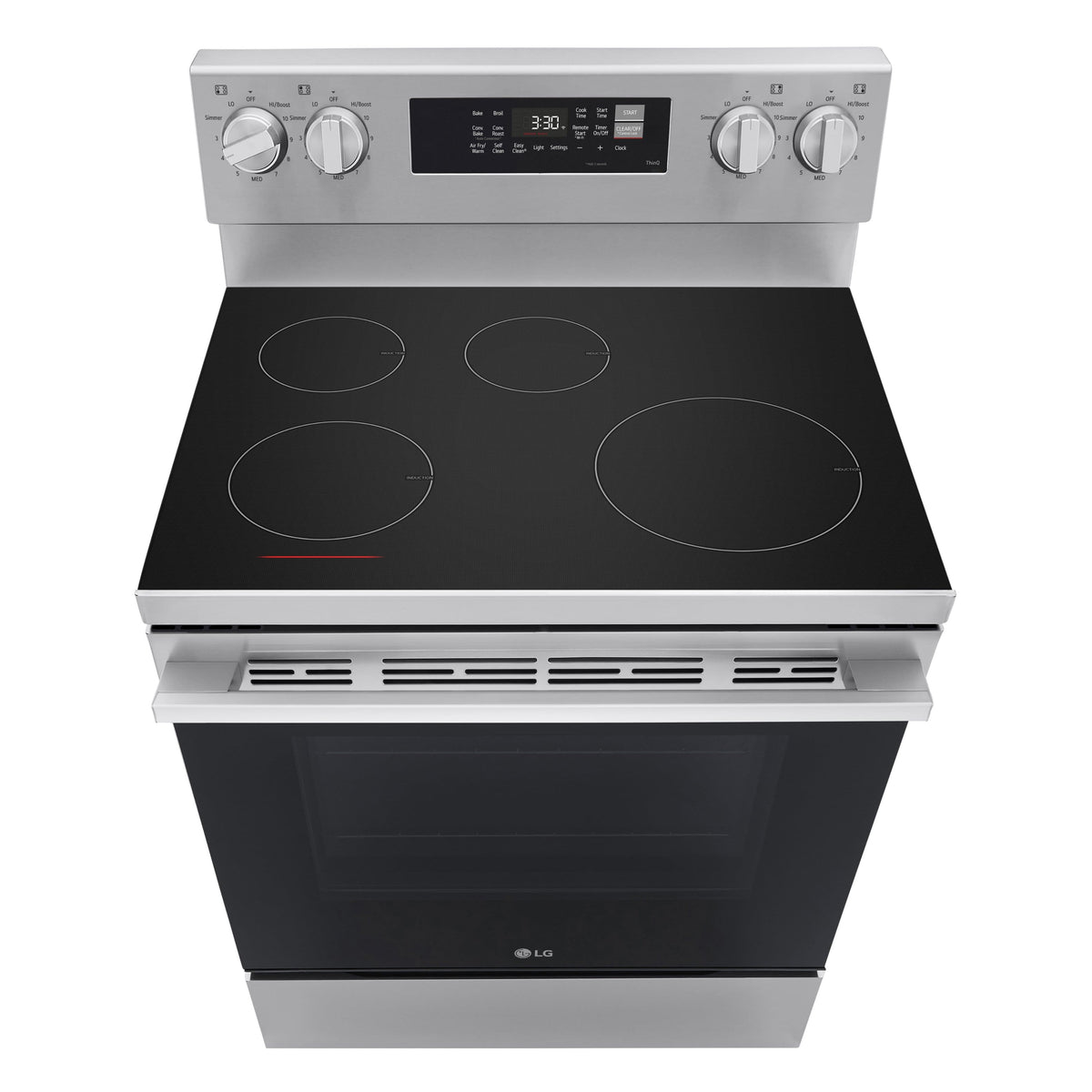 LG - 30-in 6.3 Cu. Ft. Freestanding Electric Induction True Convection Smart Range with 4 Elements, Air Fry and EasyClean - Stainless Steel