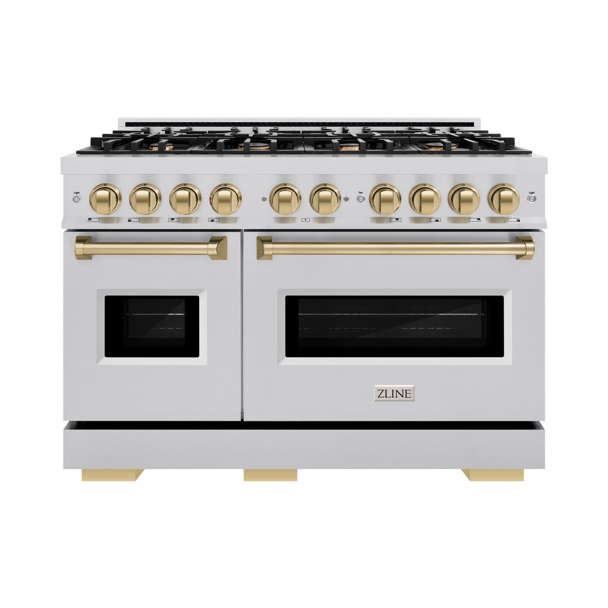 ZLINE - 48 in. Wide 8 Burner Autograph Edition Classic Gas Range with Champagne Bronze Accents (CGRZ-48-CB) - Stainless Steel