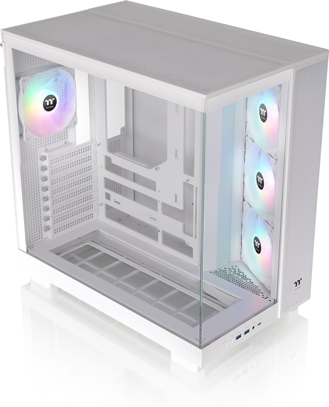 Thermaltake - View 380 XL TG ARGB Dual-Chamber Chassis with Hidden-Connector Motherboard Support ATX Mid Tower PC Case - Snow