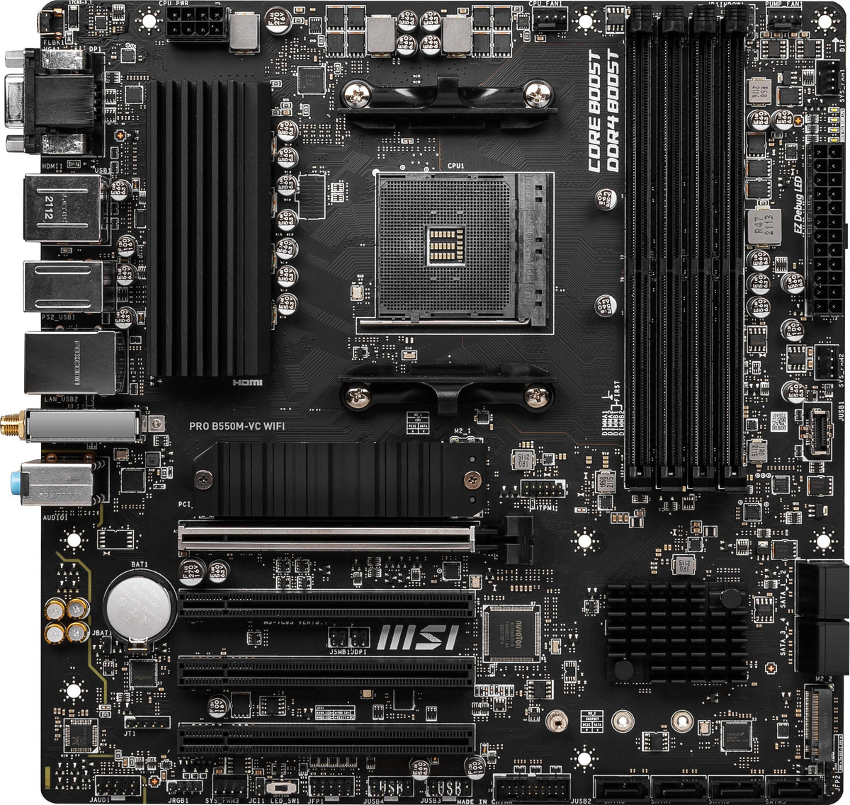 MSI - PRO B550M-VC WIFI (Socket AM4) AMD B550 MATX DDR4 Wi-Fi 6E Motherboard - Black