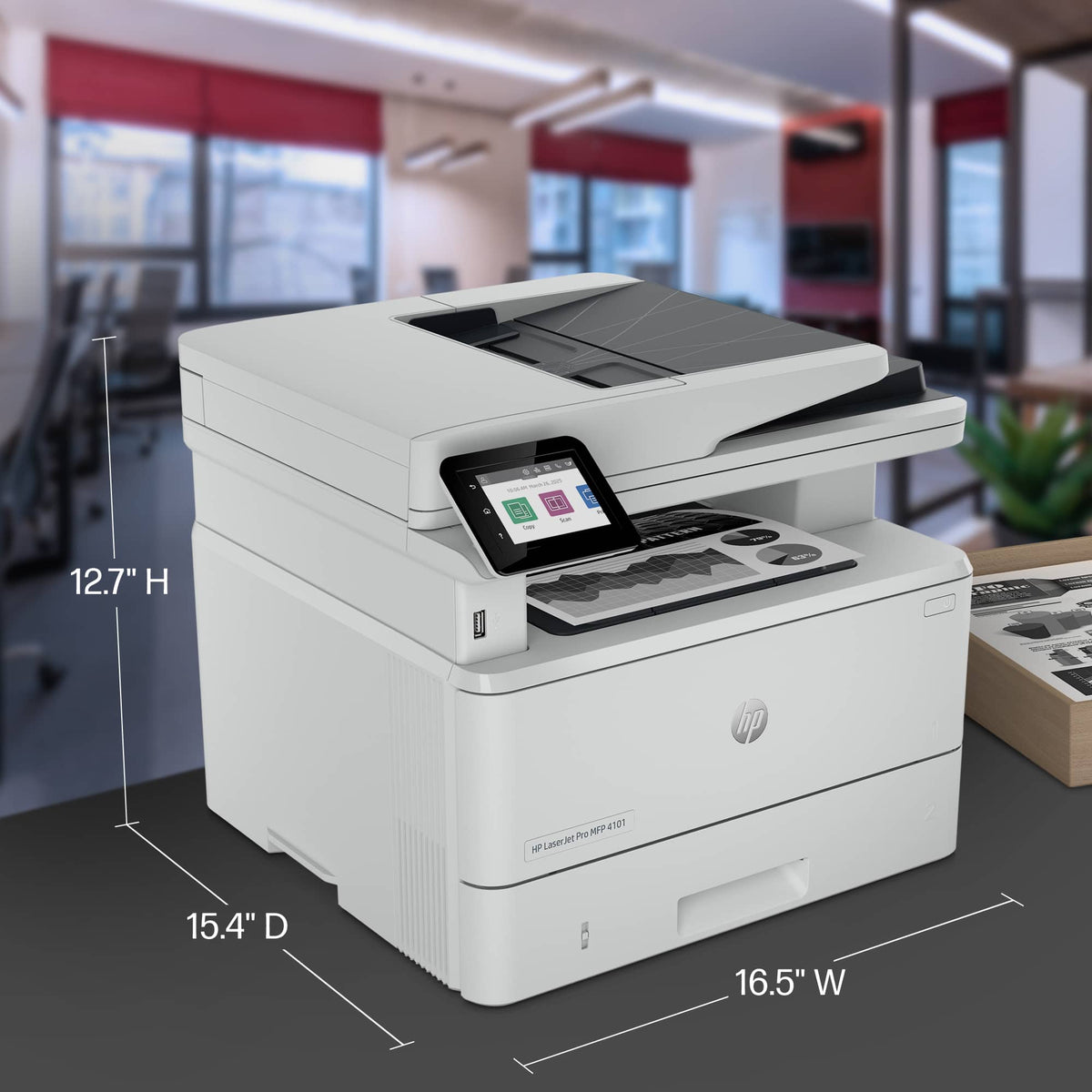 HP - LaserJet Pro MFP 4101fdn AI-Enabled Black-and-White All-in-One Laser Printer - White
