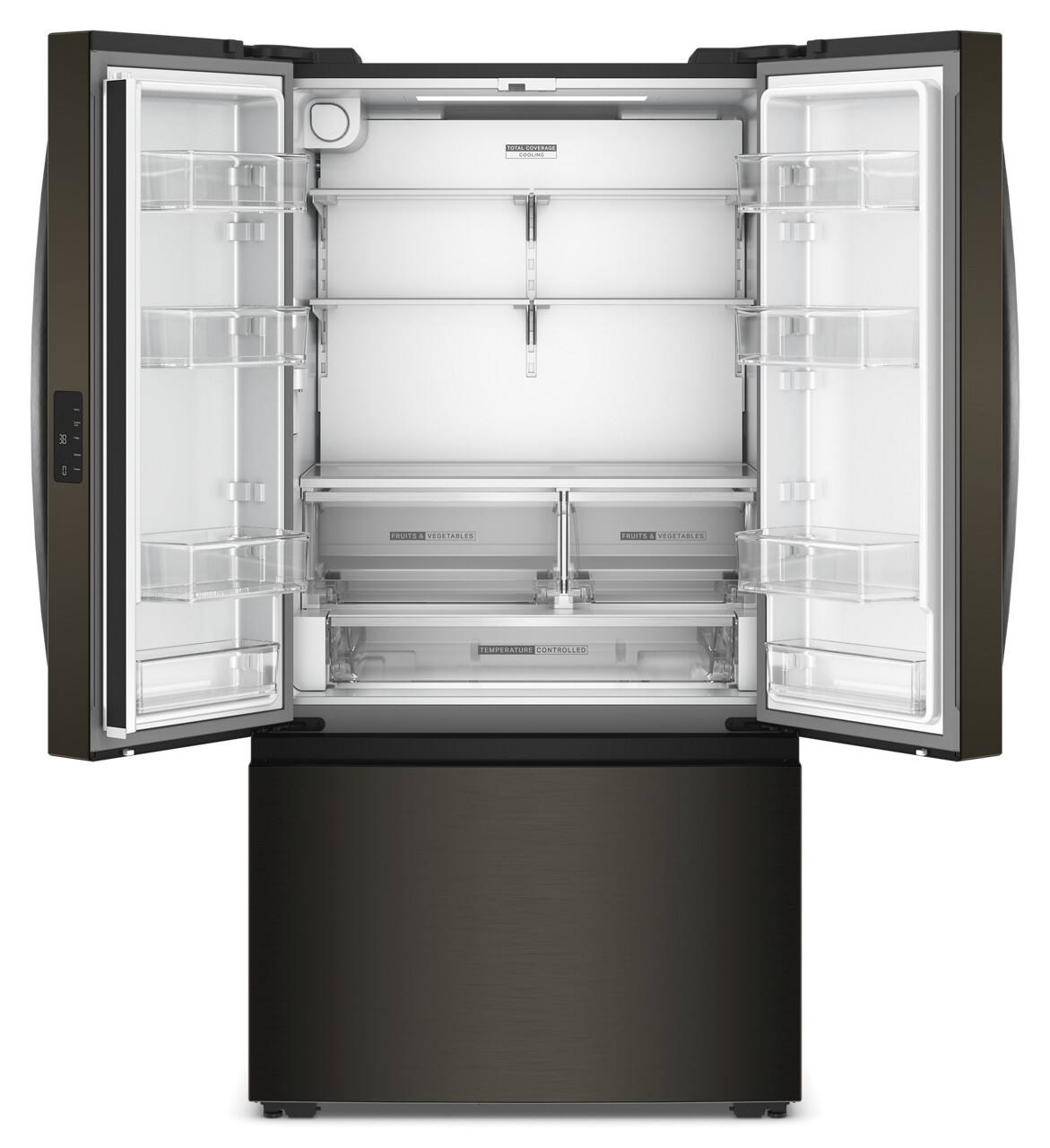 Whirlpool - 36 in. Wide 24 cu. ft. 3-Door French Door Counter Depth Refrigerator - Black Stainless Steel