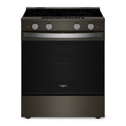 Whirlpool - 30” Wide 5 element 5.3 cu. ft. Smart Slide-In Electric Range-Air Cook Technology, No Preheat Air Fry, WipeClean Coating - Black Stainless Steel