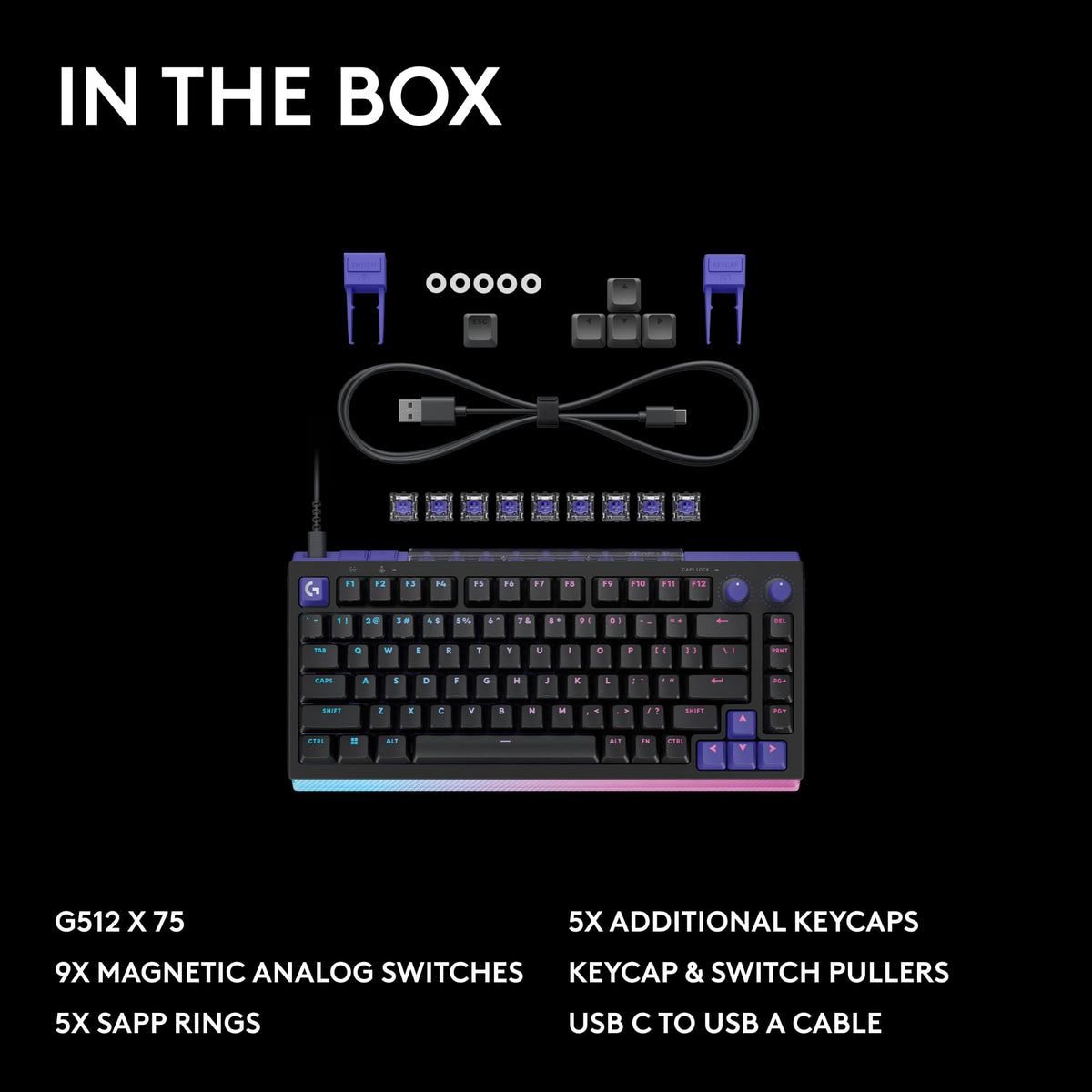 Logitech - G512 X 75 Tenkeyless DUAL SWAP Hot-Swappable TMR Analog / Mechanical Gaming Keyboard for PC, Mac with LIGHTSYNC RGB - Black