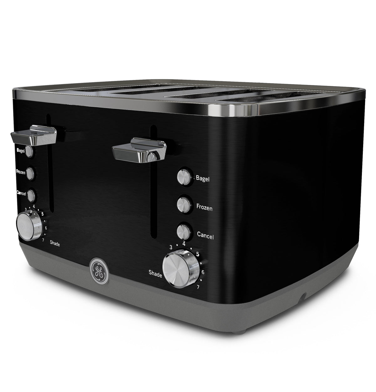 GE - 4-Slice Toaster with 7 Shade Settings and Extra Wide Slots - Onyx Black