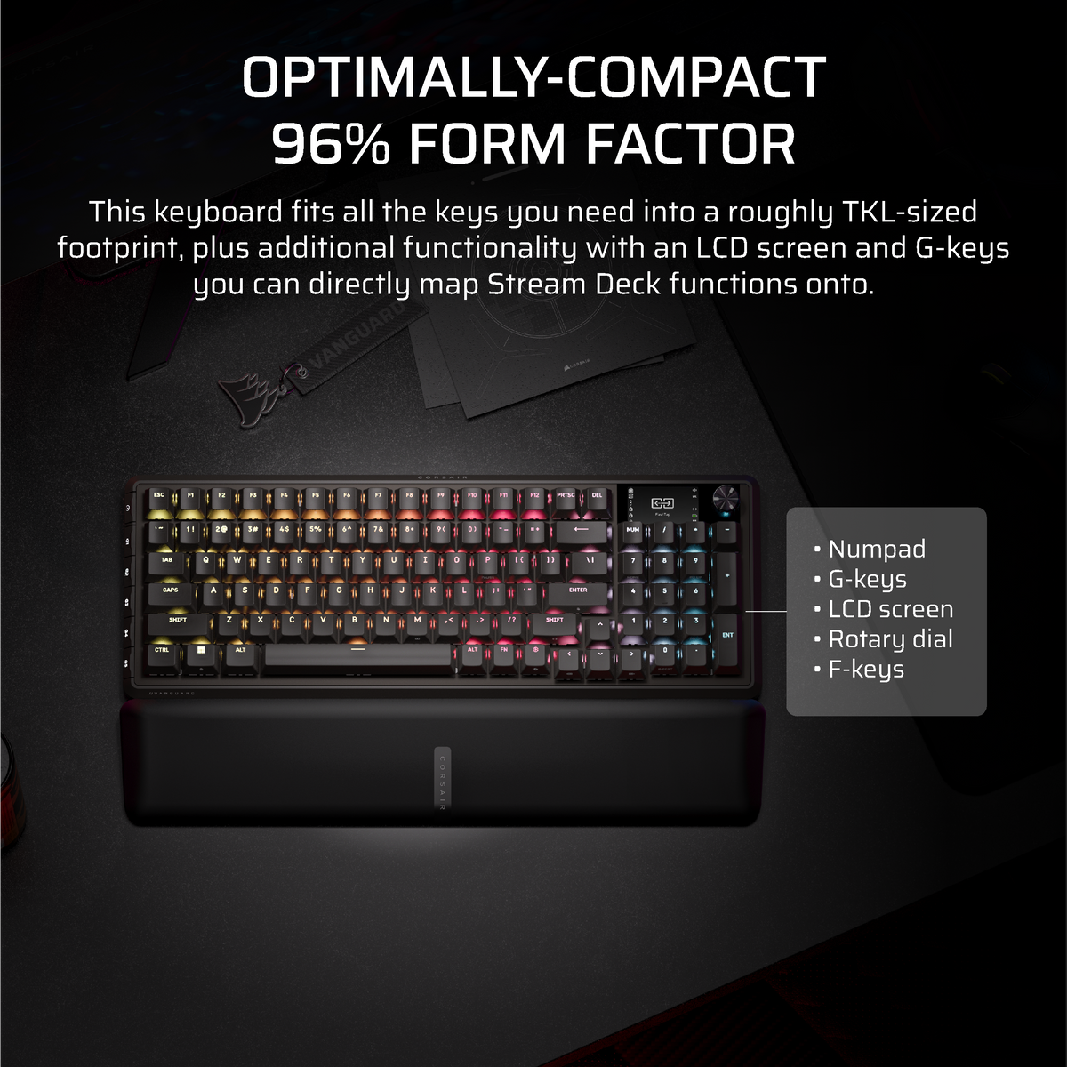 CORSAIR - VANGUARD 96 WIRELESS Mechanical Gaming Keyboard for PC - Black