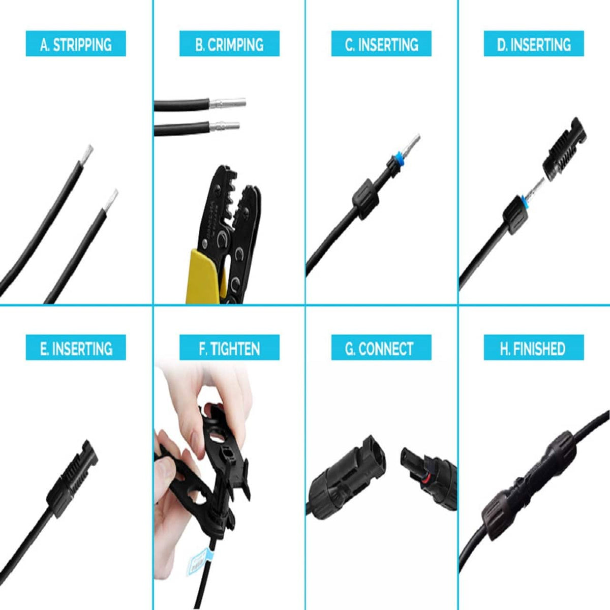 Renogy - Solar Connectors Male & Female - Black