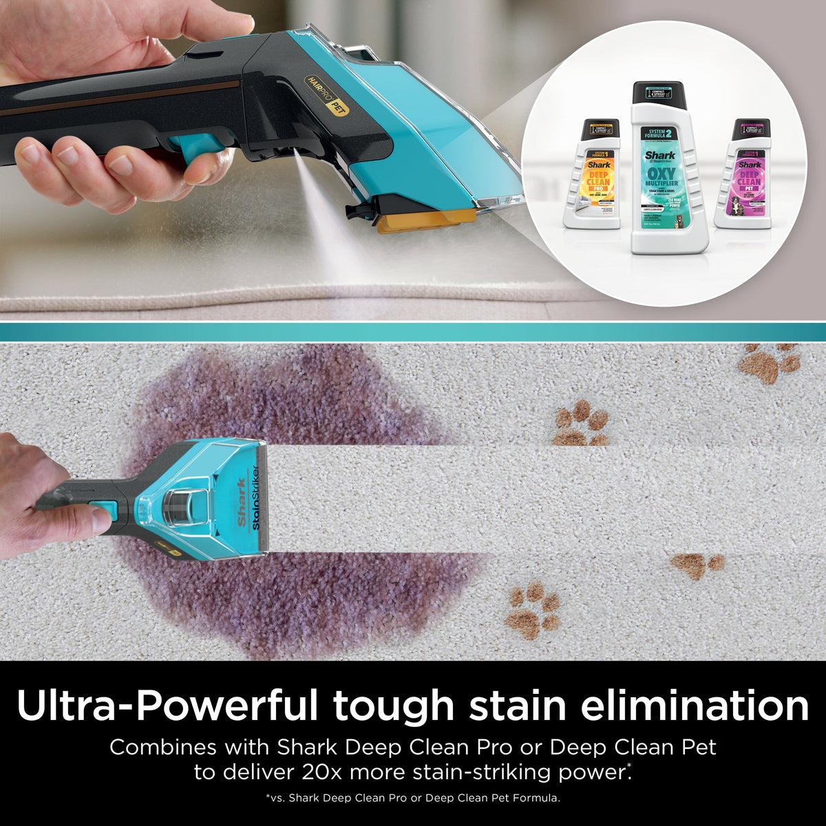 StainStriker OXY Multiplier formula for Shark Upright & Portable Cleaners - White