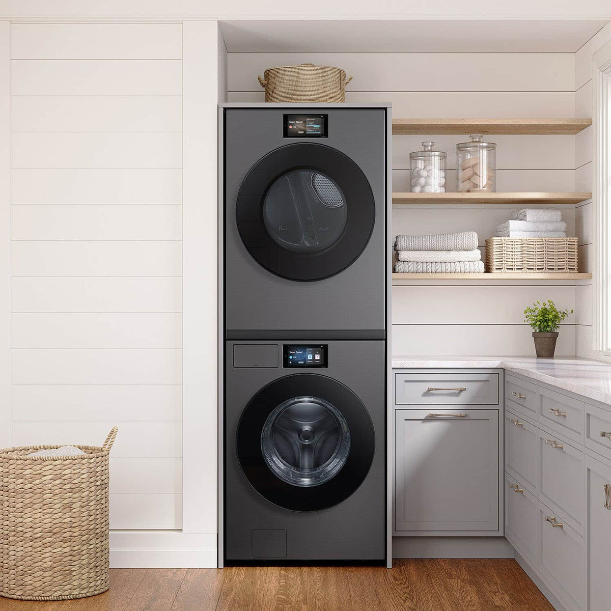 Samsung - Bespoke Stacking and MultiControl Combo Kit - Dark Gray