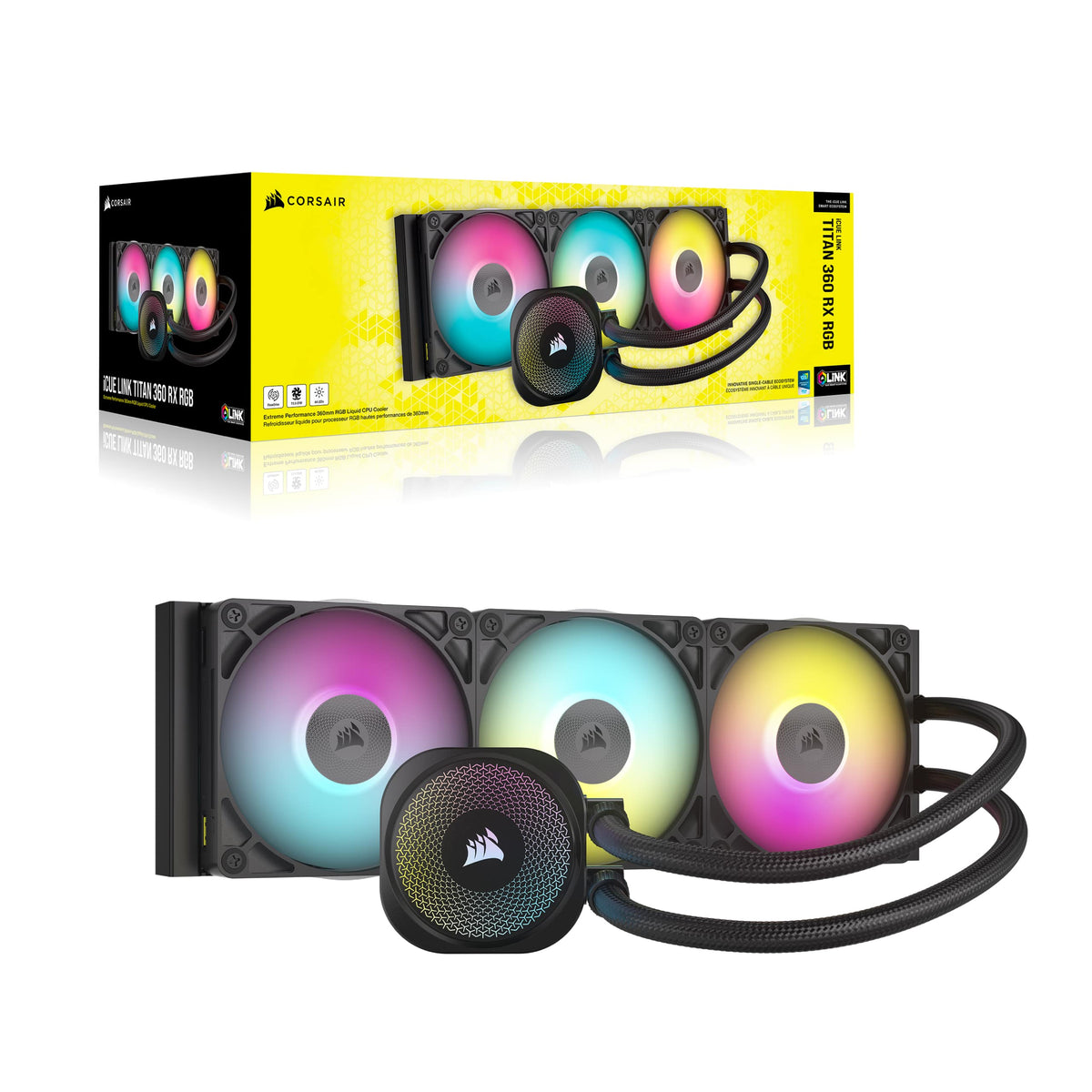 CORSAIR - iCUE LINK TITAN 360 RX Liquid CPU Cooler with RGB Lighting - Black