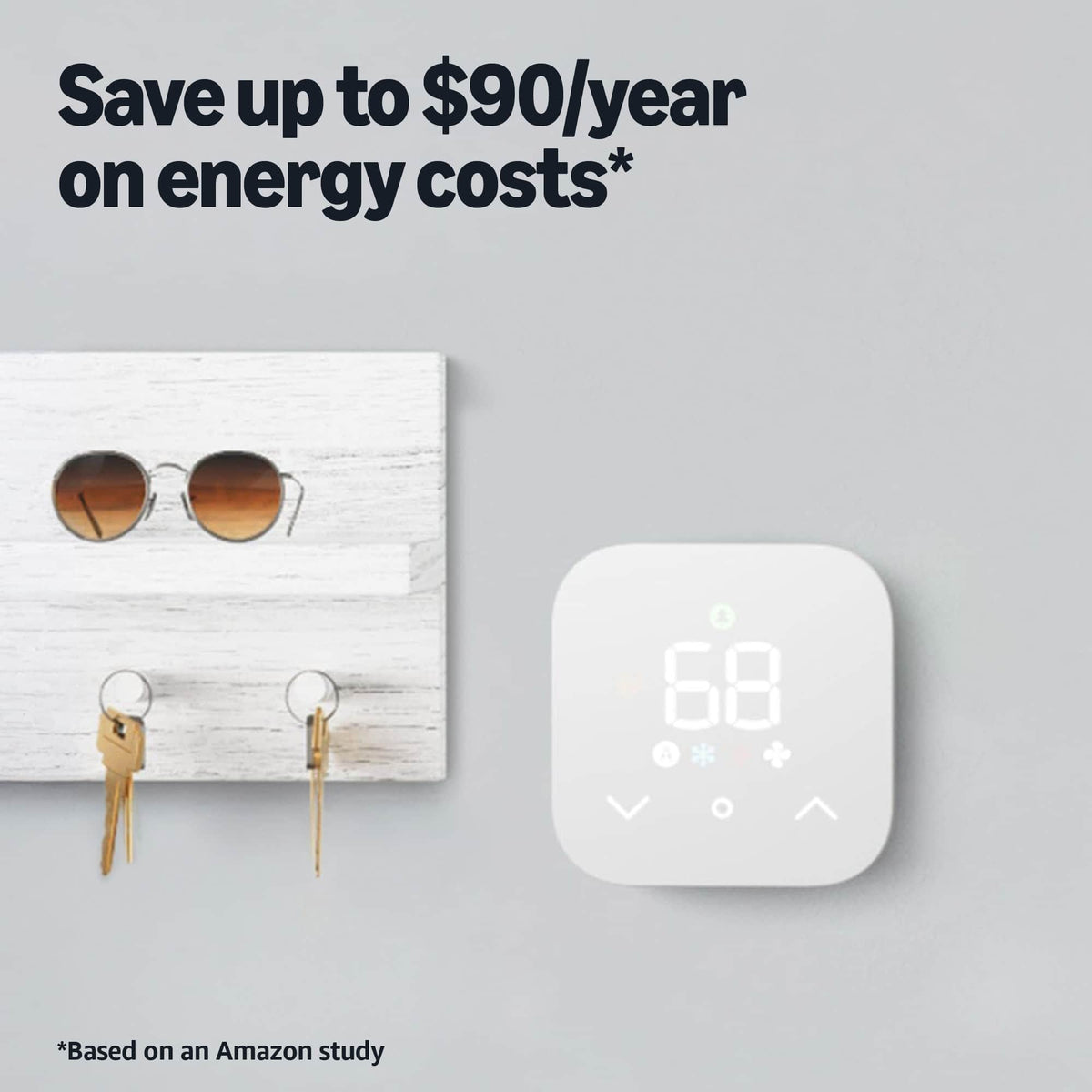 Amazon - Smart Thermostat – Save money and energy - Works with Alexa and Ring - C-wire required - White