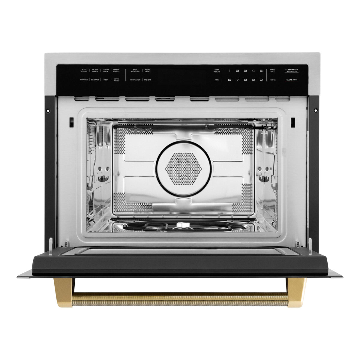 ZLINE - Autograph 24 in. 1.6 cu ft. Built-in Convection Microwave Oven and Polished Gold Helix Handle - Stainless Steel