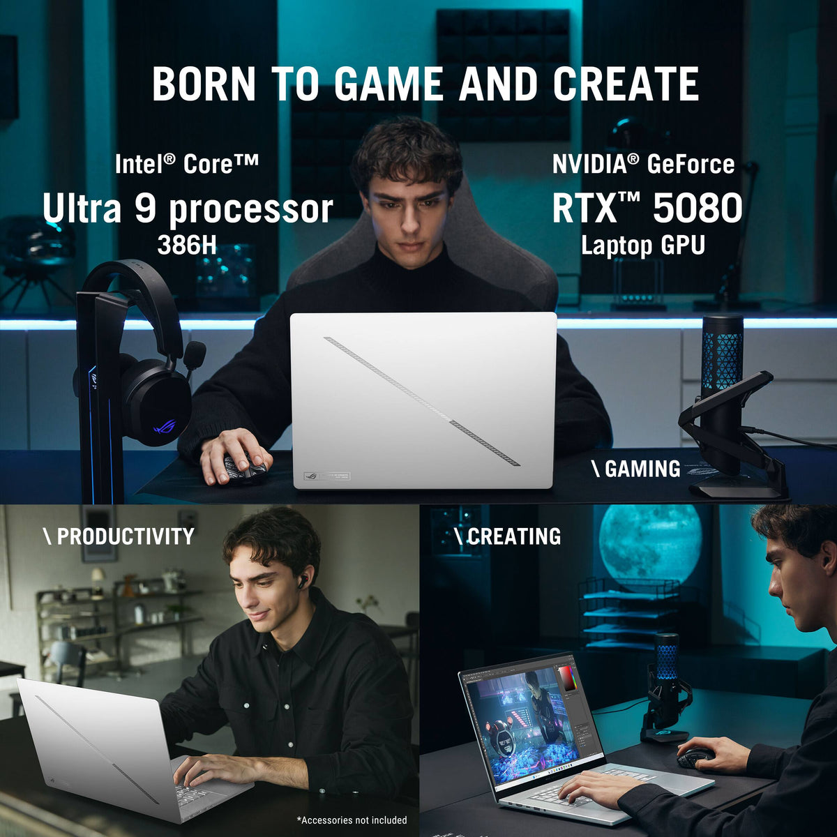 ASUS - ROG Zephyrus G16 (2026) 16" OLED 3K 240Hz Gaming Laptop - Intel Core Ultra 9 386H - RTX 5080 - 64GB RAM - 1TB SSD - Platinum White