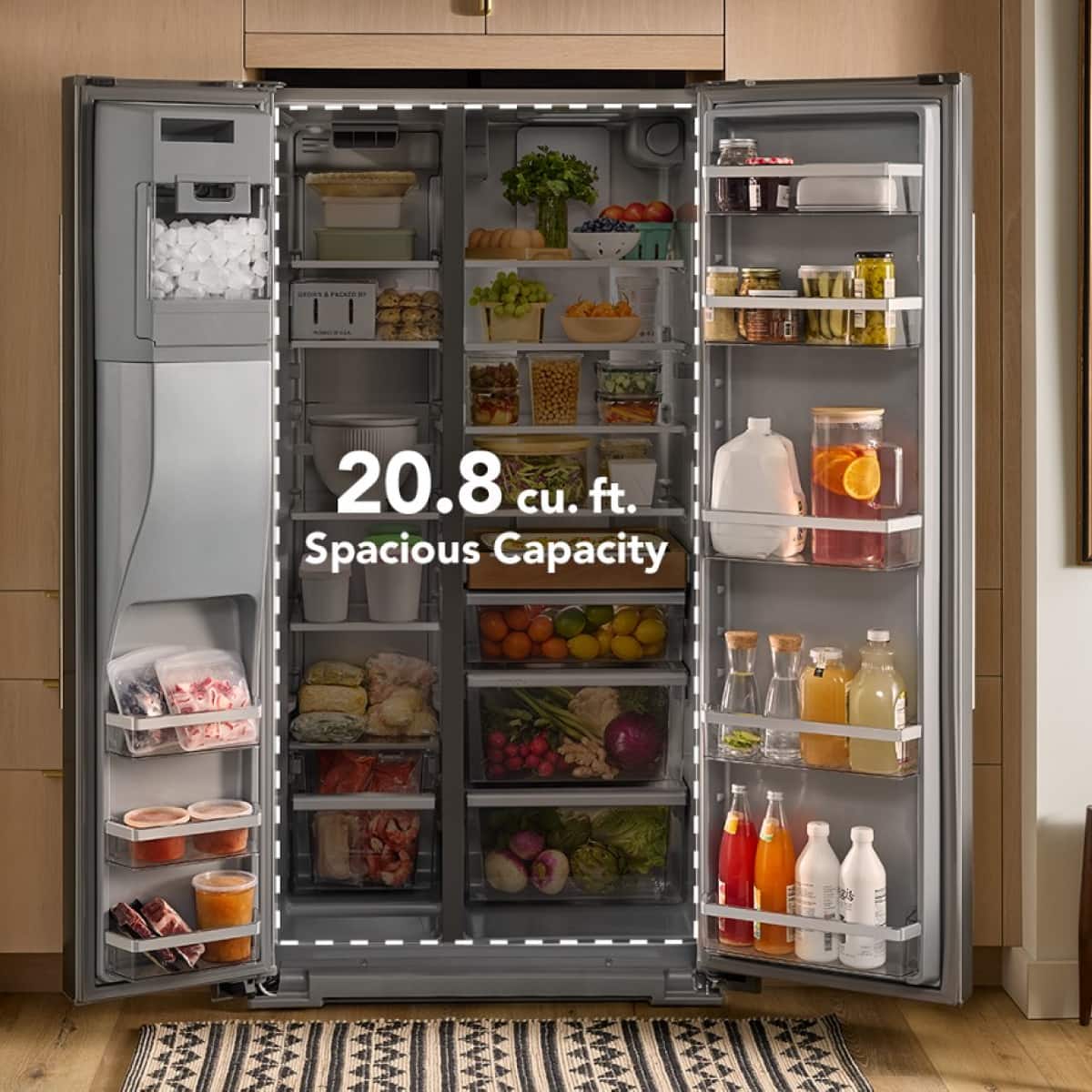 KitchenAid - 36 in. Wide 21 cu. ft. Counter-Depth Side-by-Side Refrigerator with Exterior Ice - Stainless Steel