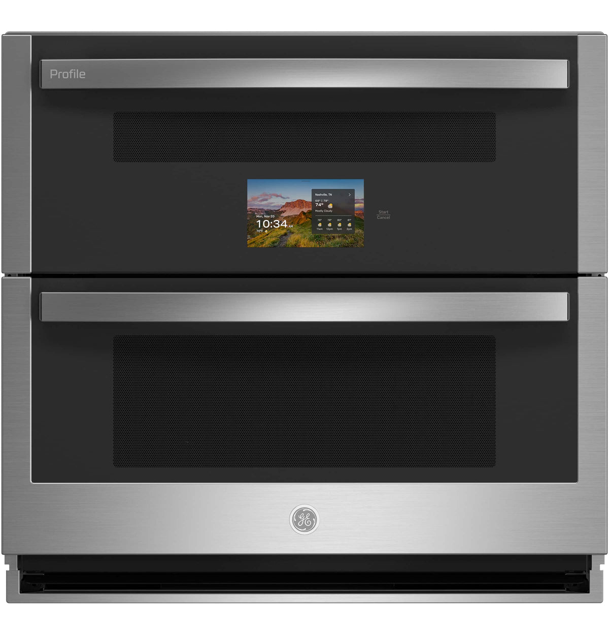 GE Profile - 30" Smart Built-In Electric Double Twin Flex Convection Wall Oven with No Preheat Air Fry - Stainless Steel