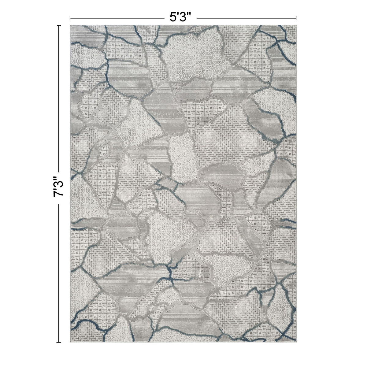 Geometrix - 5'3" X 7'3" Area Rug, Geometric 3D Effect - Ivory / Gray - Polyester
