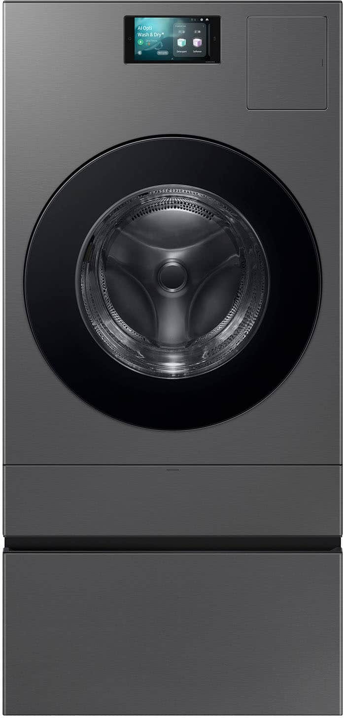Samsung - Bespoke AI All-in-One Washer/Dryer Laundry Pedestal with Storage Drawer - Dark Steel