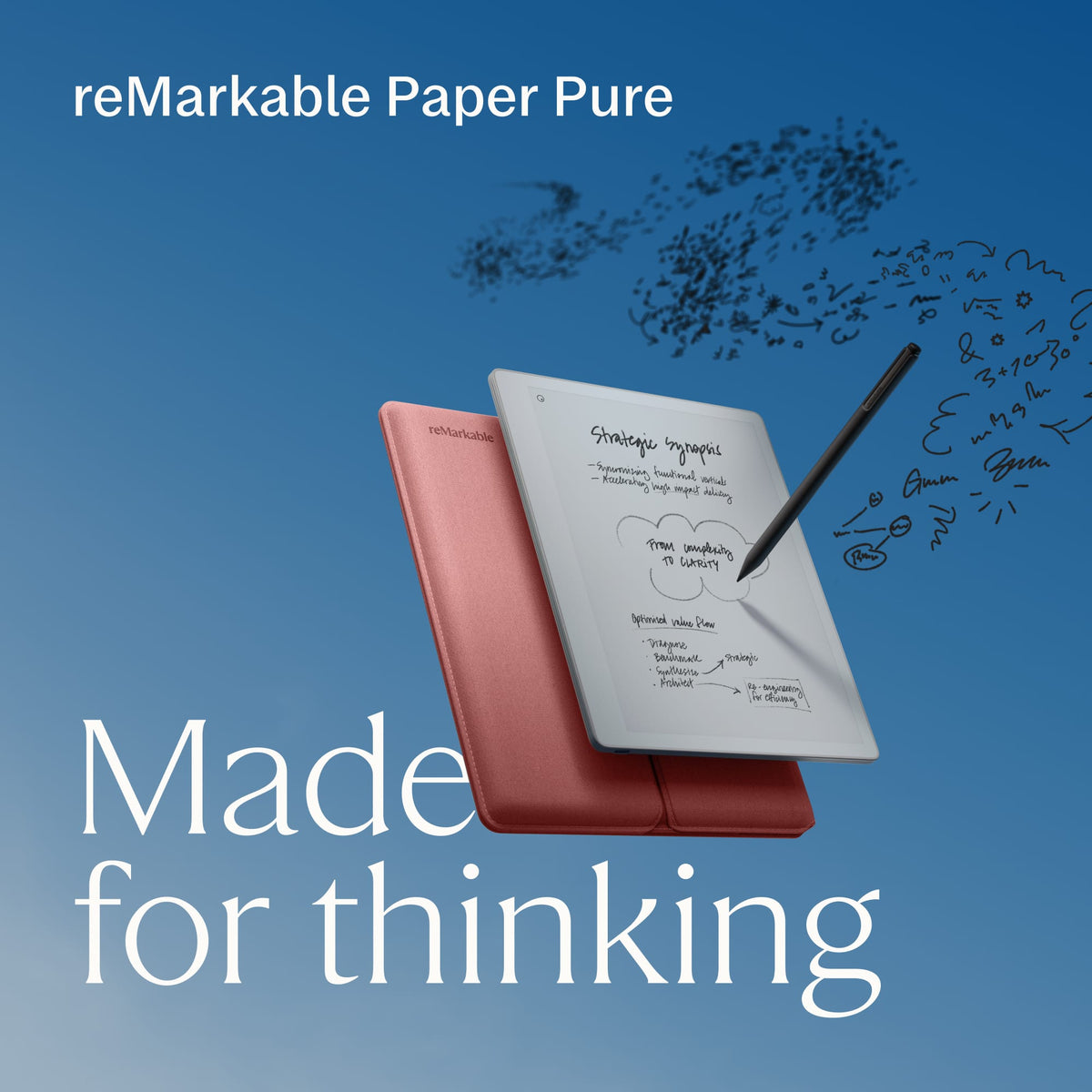 reMarkable - Paper Pure – 10.3” Paper Tablet Bundle with Marker Plus and Sleeve Folio - Desert Pink