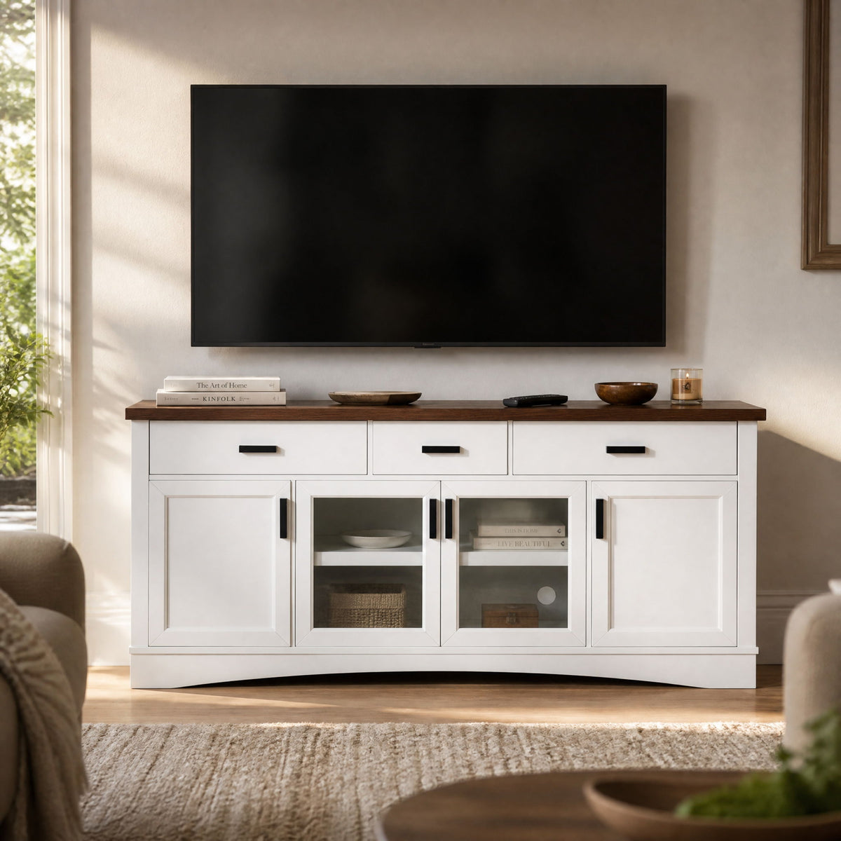 Mueble de TV moderno y estantes ajustables