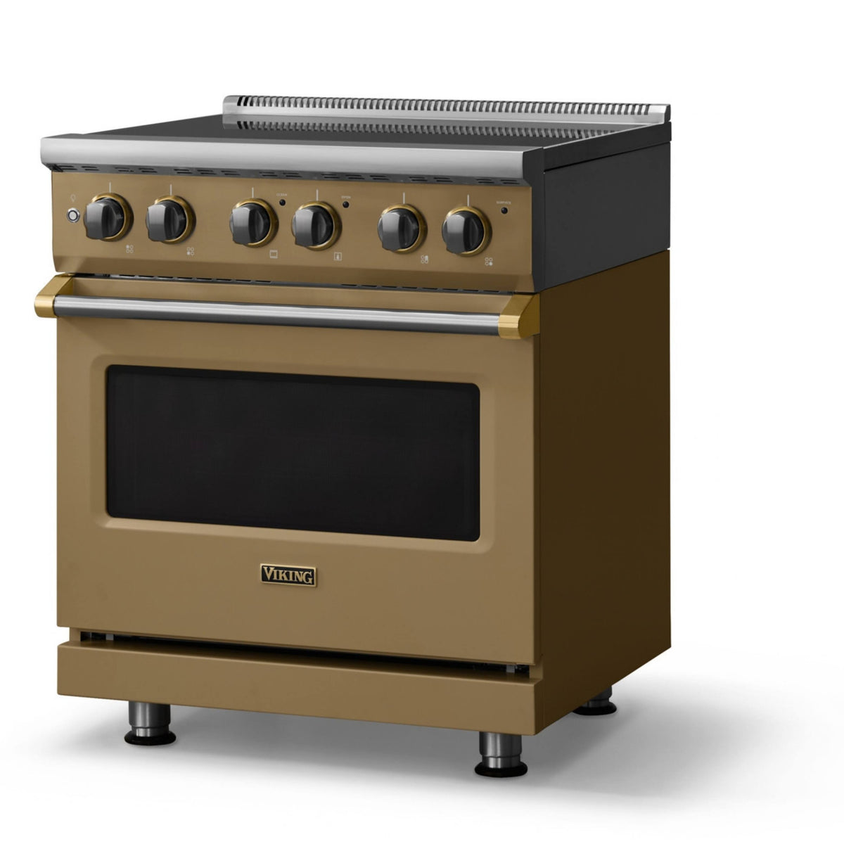 Viking - 30"W. Pro5S 4.7 Cu. Ft. Freestanding 4 Element Electric Convection Range - /Brushed Brass - Golden Hour