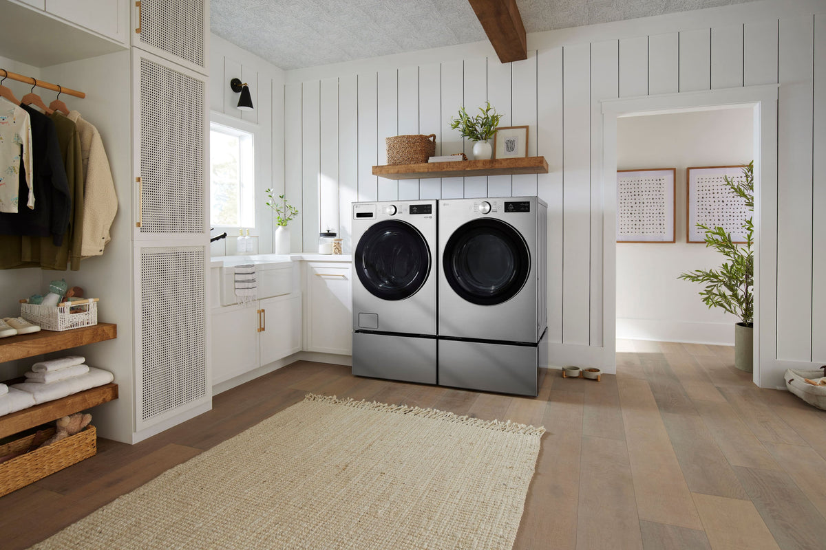 LG - 7.4 Cu. Ft. Smart Gas Dryer with Steam and AI Sensor Dry - Graphite Steel