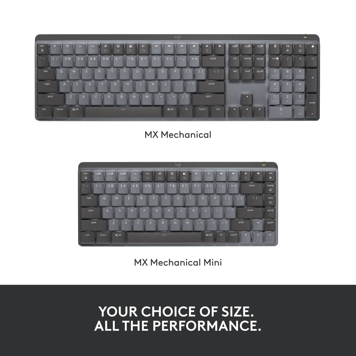 Logitech - MX Mechanical Mini Compact Wireless Mechanical Tactile Switch Keyboard for Windows/macOS with Backlit Keys - Graphite